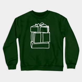 White Line Drawing Stack of Three Wrapped Christmas Gifts Crewneck Sweatshirt